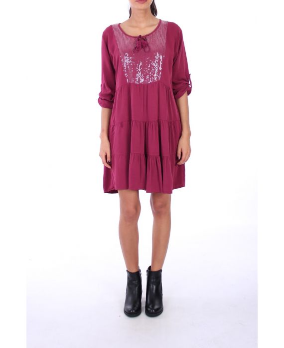 DRESS BOHEME SEQUINS 0236 BORDEAUX