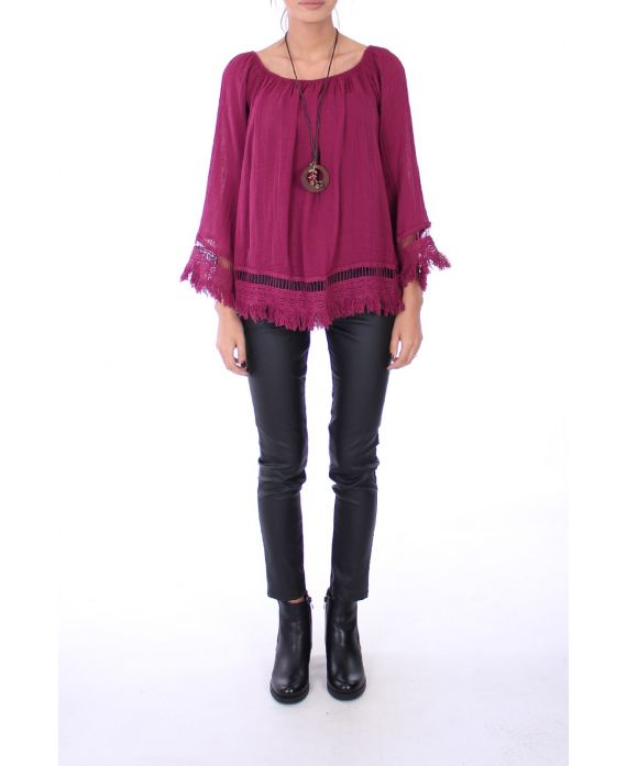 TUNIC BOHEME + NECKLACE 0277 BORDEAUX