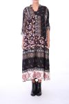 VESTIDO LARGO DE FLORES 0274 NEGRO
