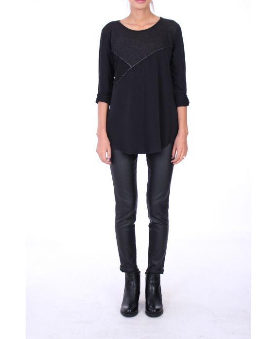 PULL MIX MATIERES 0285 NOIR