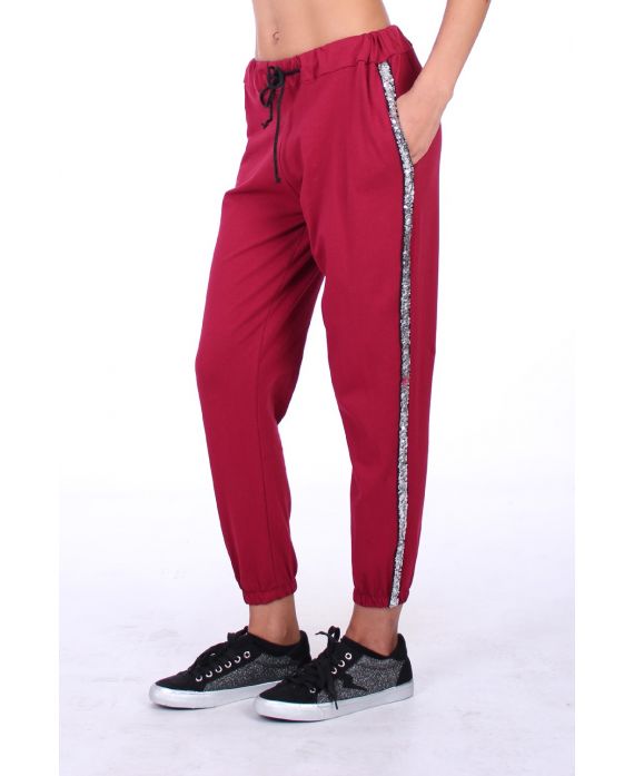 BROEK JOGG BAND GLITTER 0293 BORDEAUX