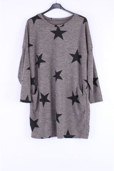 LARGE SIZE SWEATER TUNIC STARS 0306 MOLE