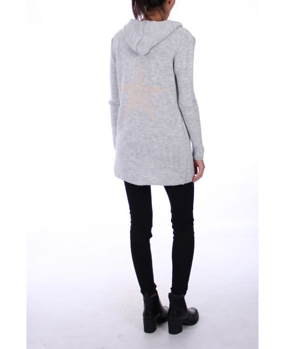 GILET LONG DOS ETOILE 0298 GRIS