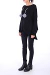 PULLOVER A POMPON 0303 NOIR