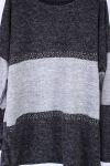 GRANDE TAILLE PULL CLOUTE STRASS 0348 NOIR
