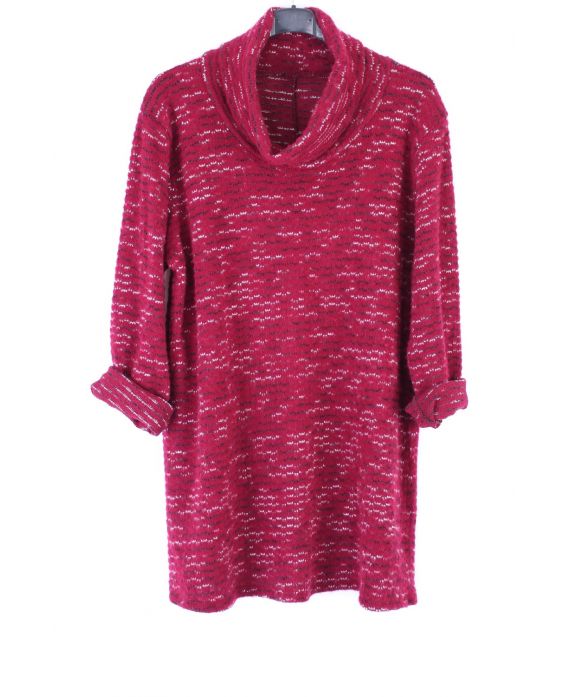 DUŻY ROZMIAR V-NECK SWETER RZUCA 0347 BORDEAUX