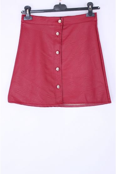 SKIRT FAUX LEATHER X 4 S-M-L-XL 0342 BORDEAUX