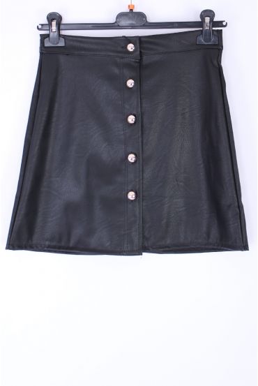 SKIRT FAUX LEATHER X 4 S-M-L-XL 0342 BLACK