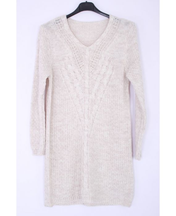 SWETER TUNIKA POŁYSK 0352 BEŻOWY