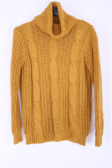 PULL COL ROULE TWIST 0354 MUSTARD