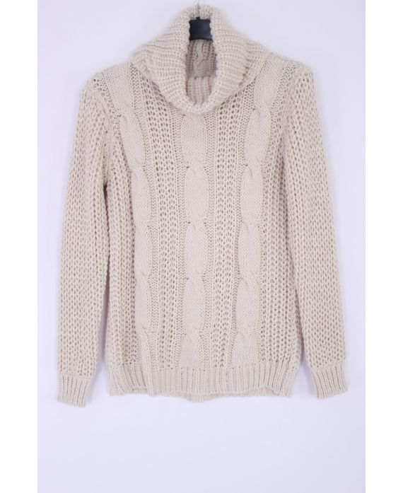 PULL COL ROULE TORSADE 0354 BEIGE