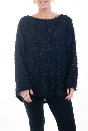 LARGE SIZE SWEATER GLOSSY EFFECT 0357 BLACK