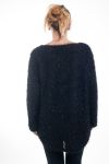 LARGE SIZE SWEATER GLOSSY EFFECT 0357 BLACK