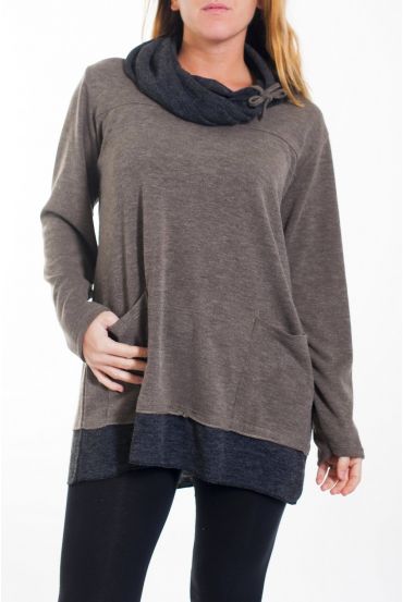 GRANDE TAILLE PULL 2 PIECES 0362 TAUPE