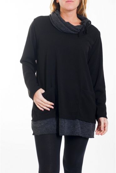 LARGE SIZE SWEATER 2 PIECES 0362 BLACK