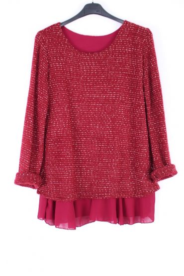 LARGE SIZE SWEATER OVERLAY 0361 BORDEAUX