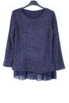 LARGE SIZE SWEATER OVERLAY 0361 NAVY