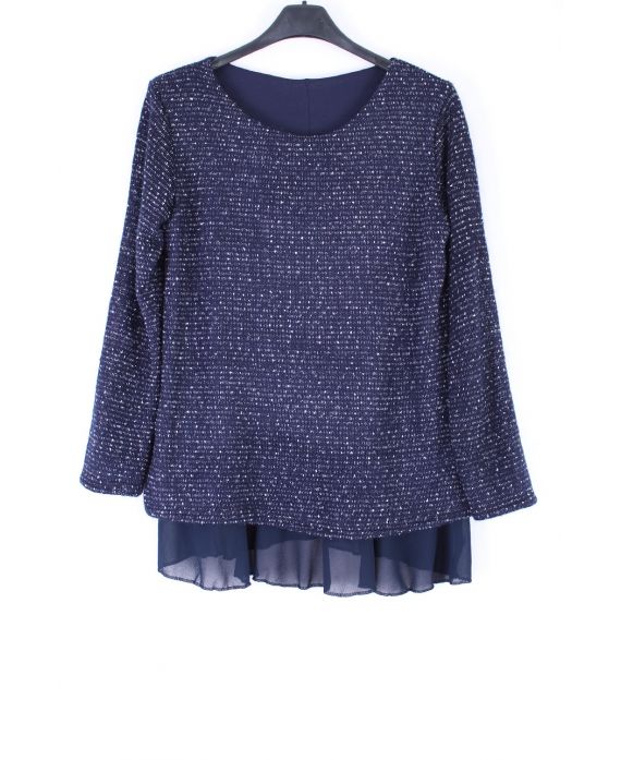 LARGE SIZE SWEATER OVERLAY 0361 NAVY