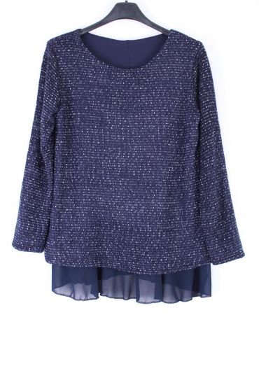 LARGE SIZE SWEATER OVERLAY 0361 NAVY