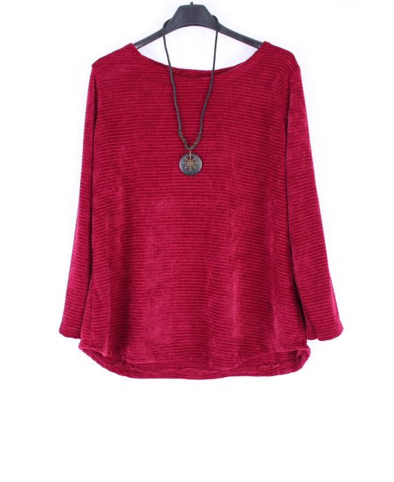 LARGE SIZE SWEATER WITH COLLAR 0359 BORDEAUX