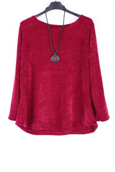 GRANDE TAILLE PULL AVEC COLLIER 0359 BORDEAUX