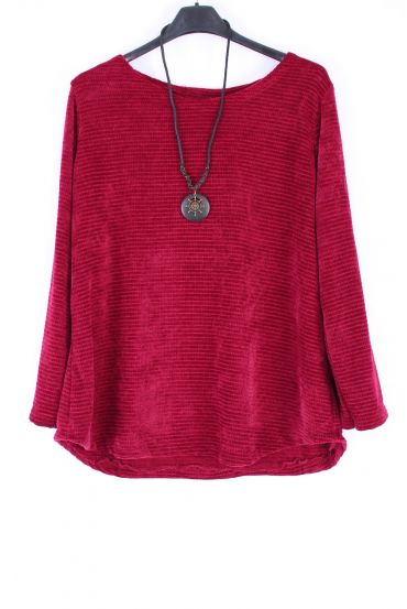 LARGE SIZE SWEATER WITH COLLAR 0359 BORDEAUX