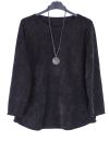 LARGE SIZE SWEATER WITH COLLAR 0359 BLACK