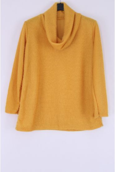LARGE SIZE PULL COL ROULE 0360 MUSTARD