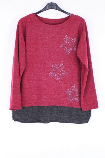 GROßE PULLOVER STERN STRASS 0366 BORDEAUX