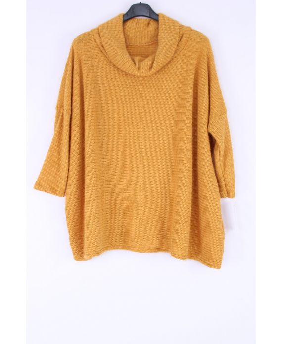 LARGE SIZE PULL COL ROULE 0356 MUSTARD