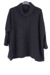 GRANDE TAILLE PULL COL ROULE 0356 NOIR