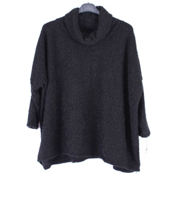 GRANDE TAILLE PULL COL ROULE 0356 NOIR