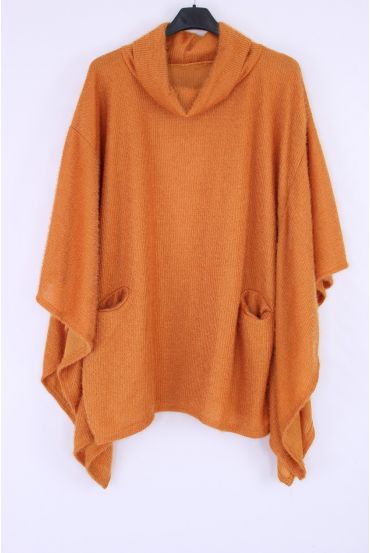 GRANDE TAILLE PULL 2 POCHES 0355 MOUTARDE