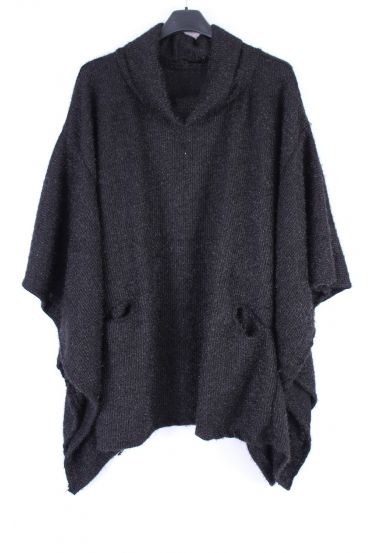 LARGE SIZE SWEATER 2 POCKETS 0355 BLACK