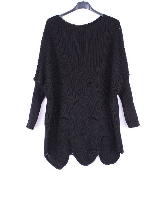 PULL MAILLE AJOURE 0375 NOIR