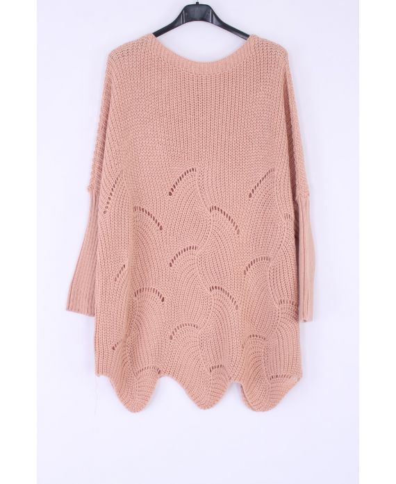 KNIT PULLOVER AJOURE 0375 ROZE