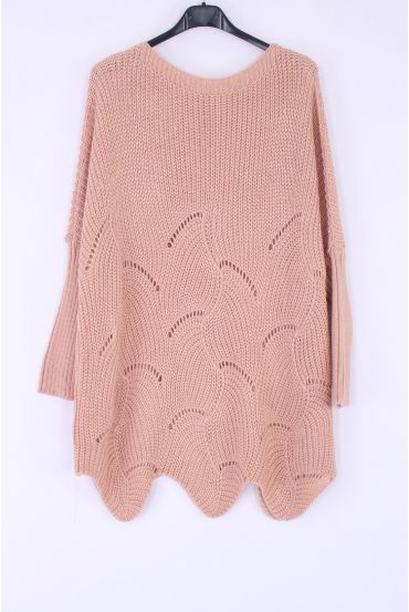 KNIT PULLOVER AJOURE 0375 PINK