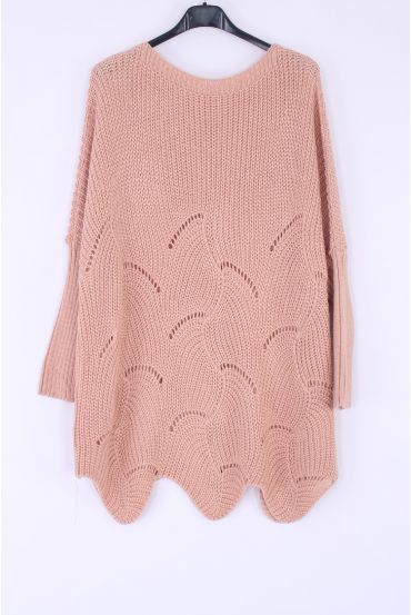 KNIT PULLOVER AJOURE 0375 ROZE