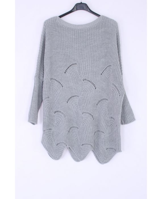 KNIT PULLOVER AJOURE 0375 GREY