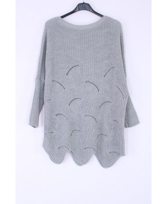 MAGLIA PULLOVER AJOURE 0375 GRIGIO