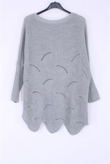 PULL MAILLE AJOURE 0375 GRIS