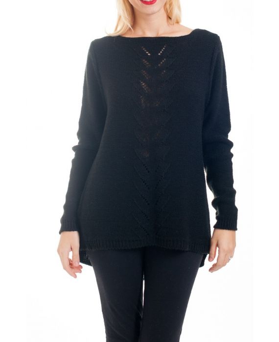 KNIT PULLOVER AJOURE 0376 BLACK