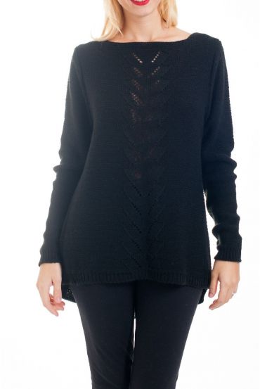 KNIT PULLOVER AJOURE 0376 BLACK