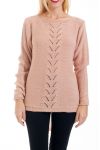 PULL MAILLE AJOURE 0376 ROSE