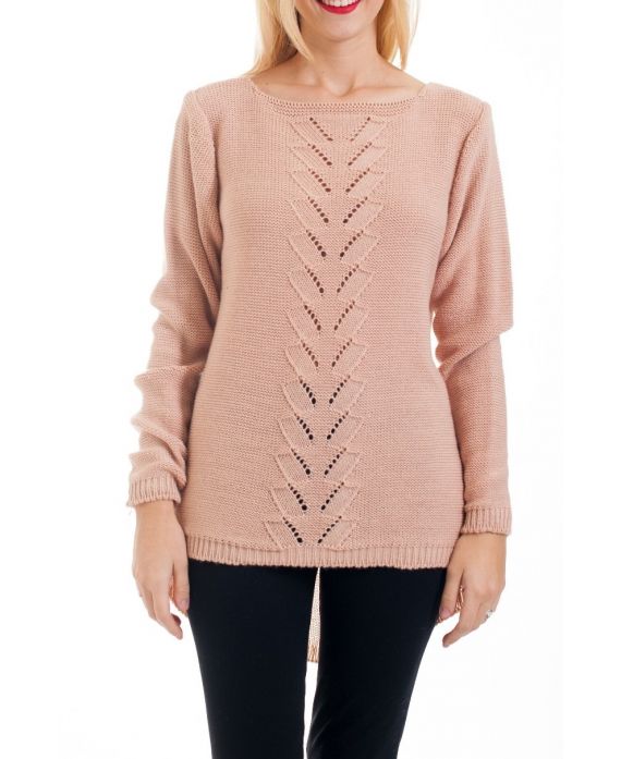 KNIT PULLOVER AJOURE 0376 PINK