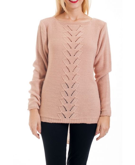 PULL MAILLE AJOURE 0376 ROSE