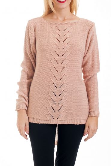 KNIT PULLOVER AJOURE 0376 PINK