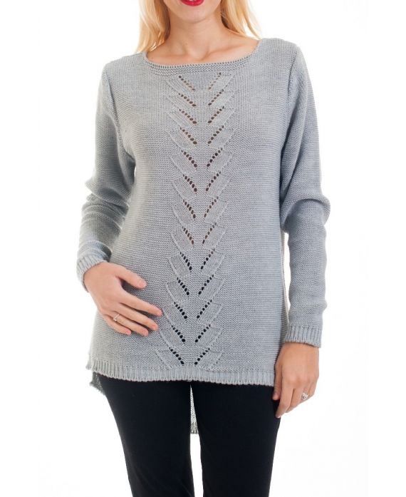 PULL MAILLE AJOURE 0376 GRIS