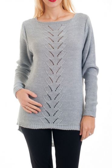 KNIT PULLOVER AJOURE 0376 GRIJS