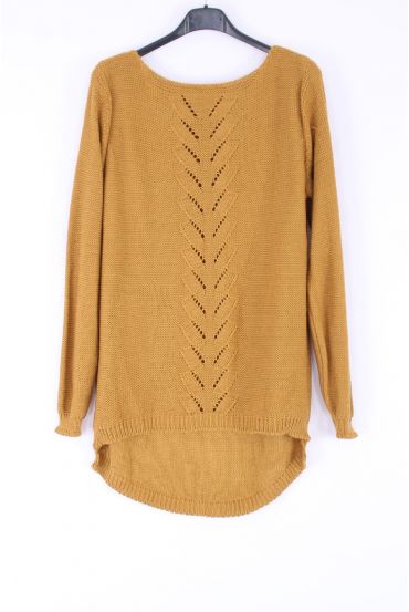 KNIT PULLOVER AJOURE 0376 MUSTARD